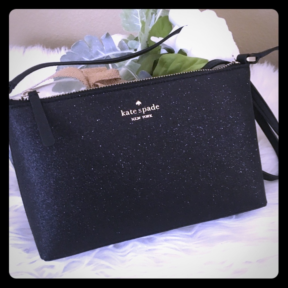 NWT Kate Spade Black Joeley Glitter Crossbody Purse